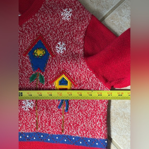 Bobbie Brooks UGLY  Christmas Sweater Large Cardigan Beaded, Sequins - Picture 11 of 12